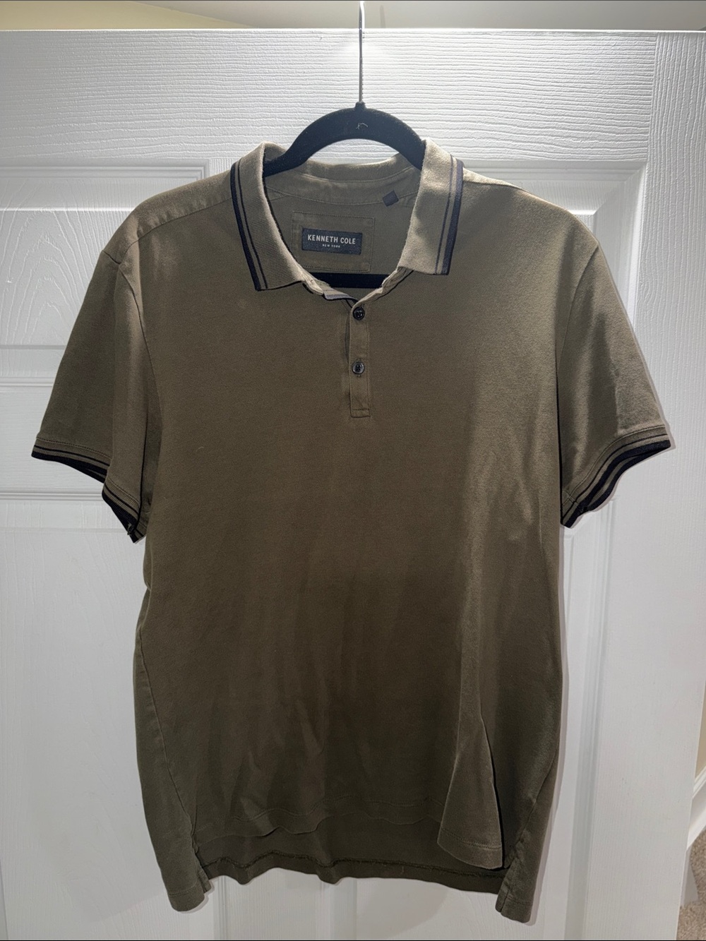 Kenneth Cole Olive Polo with Contrast Trim